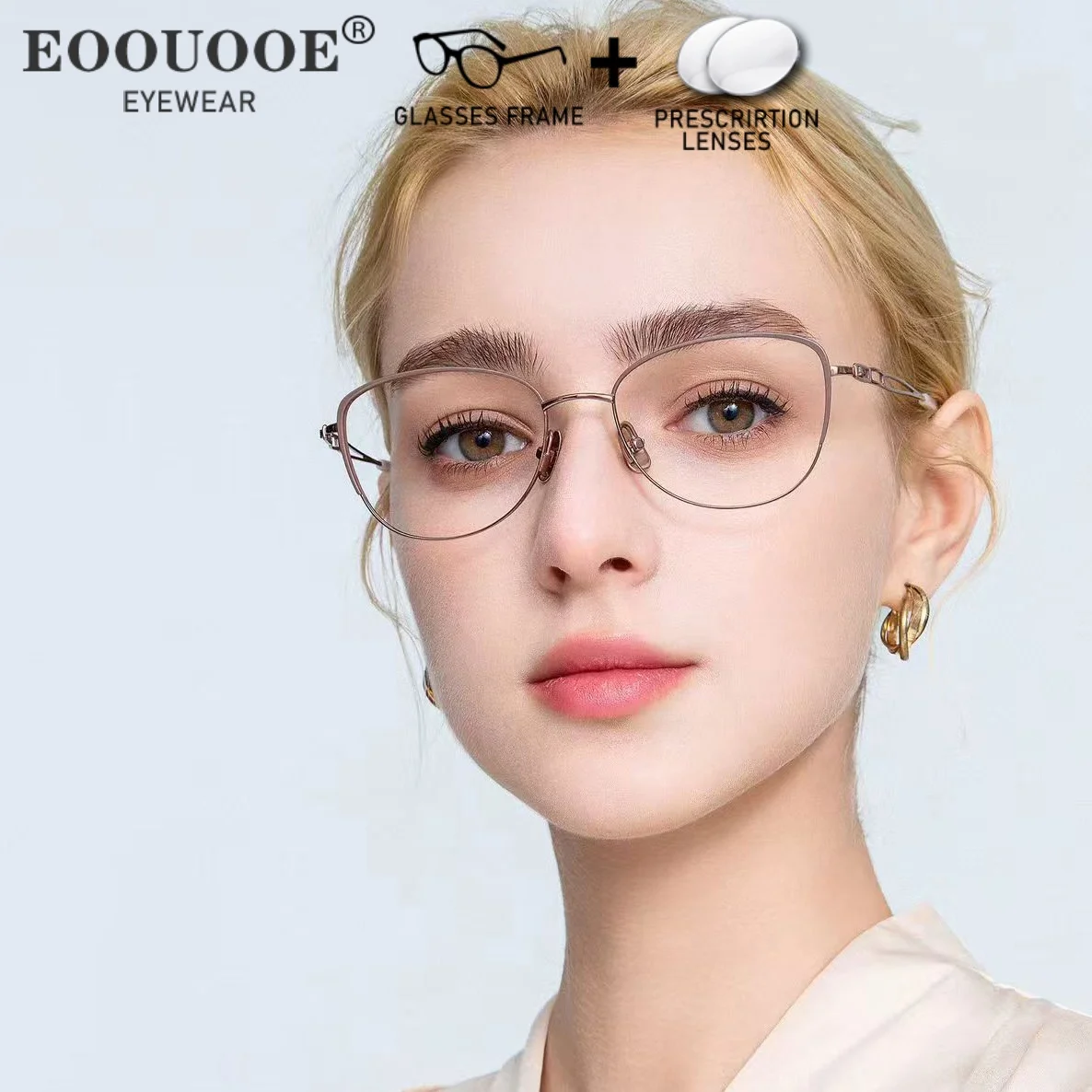 

Anti blue light Glasses Cat Eyewear Titanium Optical Glasses Prescription Lenses Myopia Hyperopia Progressive Glasses