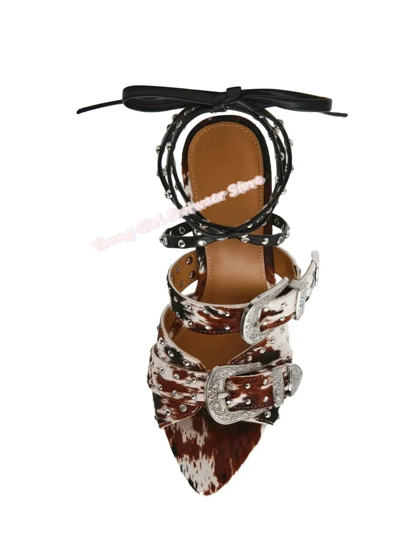 Pointed Pearl Decoration Belt Buckle Summer Women's Sandals Red Gemstone Decoration Stilettos Ankle Strap Design Luxurious Shoe view 6