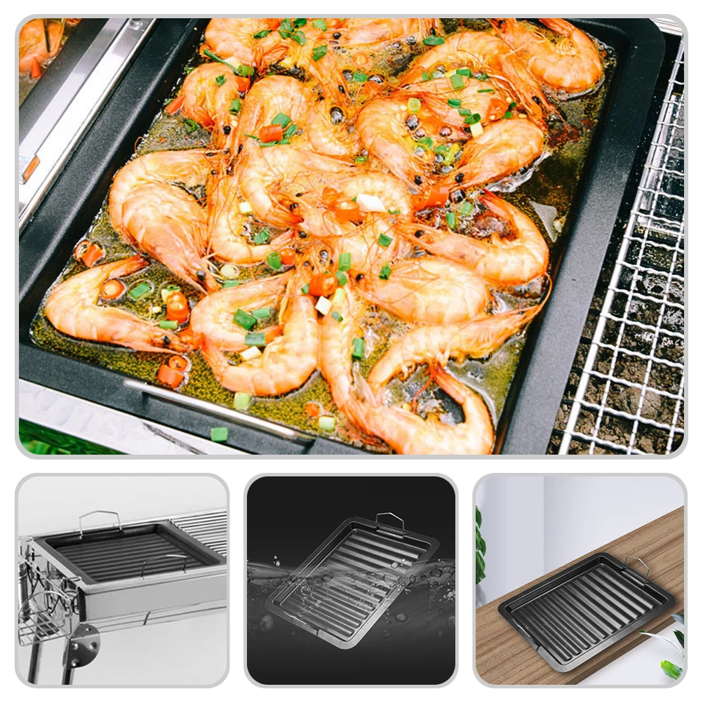 

Grill Pan Enamel Non-Stick Outdoor BBQ Square Stove Top Griddle Plate for Camping Picnic Cooking Fish Steaks Vegetables
