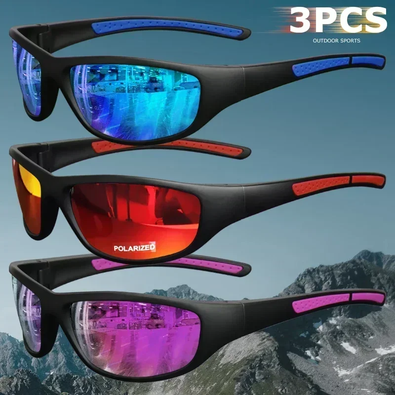 1 pièces/3 pièces lunettes de soleil de sport polarisées pour hommes femmes, lunettes de Vision nocturne enveloppantes incassables pour la conduite pêche randonnée