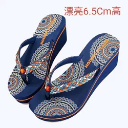 Wedge Slippers For Women Platform Flip Flops Outdoor Anti-skid Beach Slippers Summer Sandals Women Shoes Casual Home Slippers