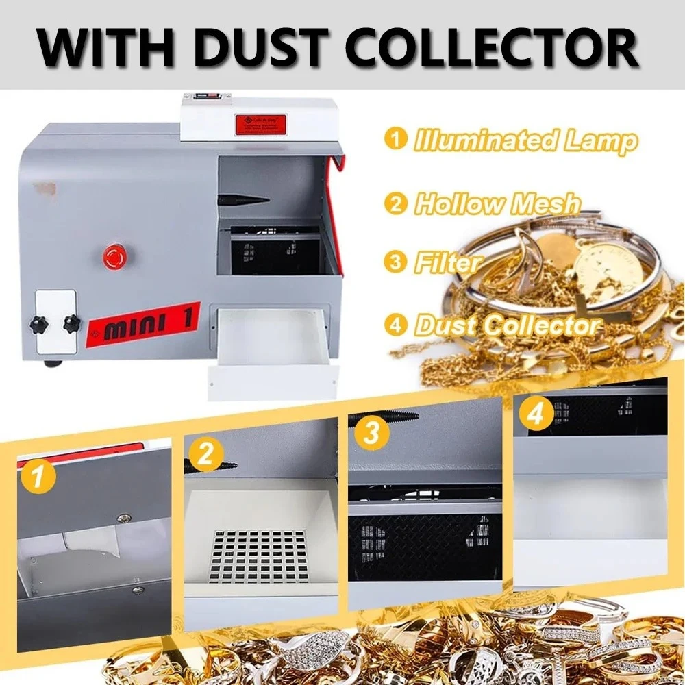 DM-2 Benchtop Dust Collecting Jewelry Polishing Machine, Enhances Jewelry Polishing Efficiency Maintains Clean Workspace
