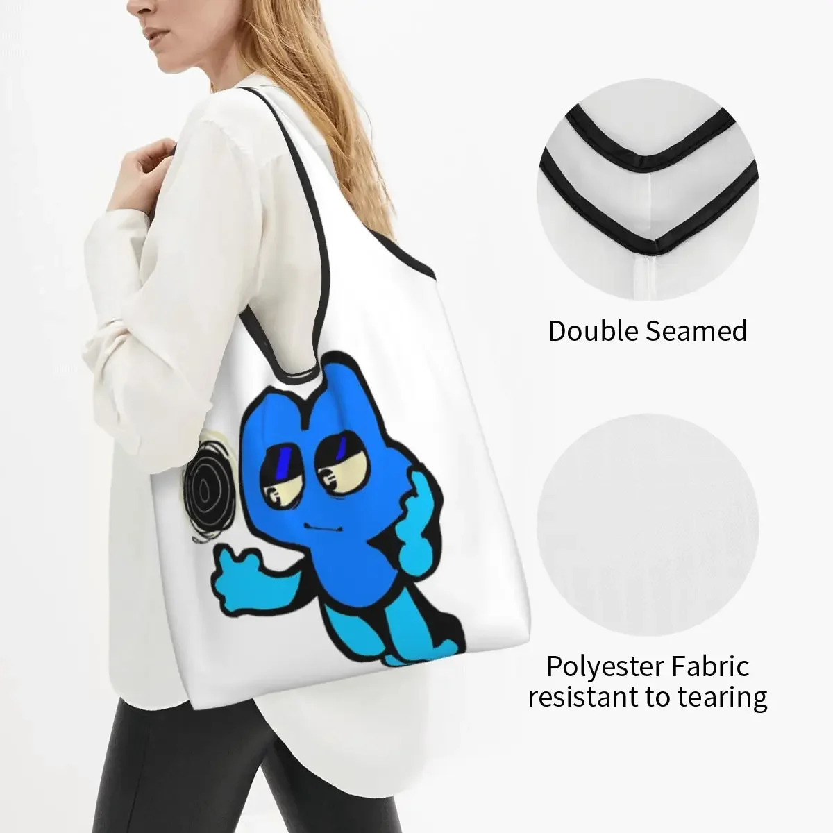 Four Bfdi Portable Tote Shopping Bags Reusable Shopper Bag Grocery Handbag Shoulder Bag