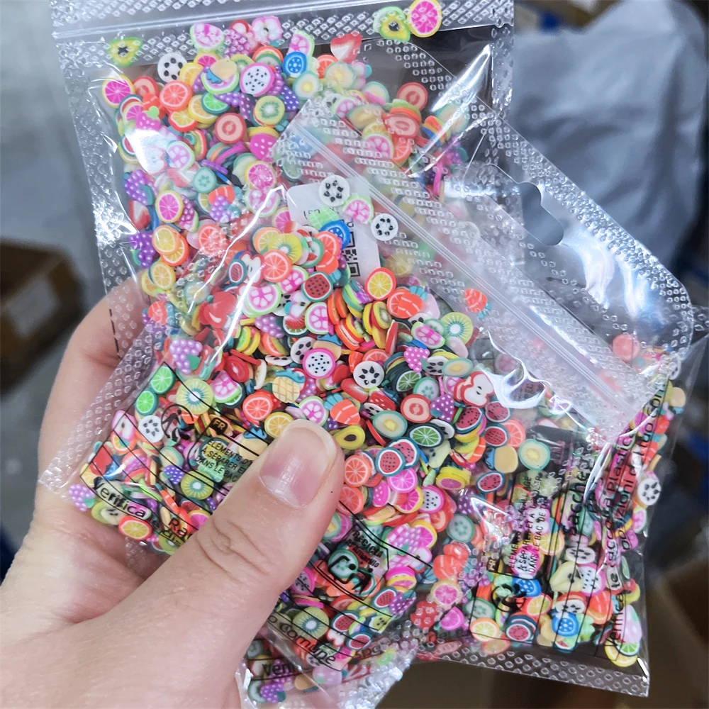 1000Pcs Mixed 3D Fruit Slices Nail Art Decor Cute Candy Polymer Fruit Slices Nail Charms 5mm Strawberry/Lemon Nail Fruit-Slices