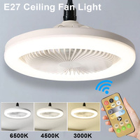 30W Ceiling Fan with Lights E27 Electric Fan w/Remote Control 3 Speed Dimmable LED Lamp Fan for Kitchen Bedroom Living Room