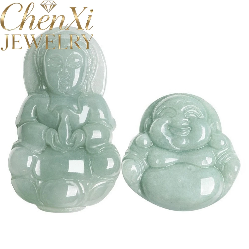 

Natural A-Grade Jadeite Ice-Quality Guanyin Buddha Statue Pendant Selling Fine Jewelry Festival Gift Amulets Popular Exquisite