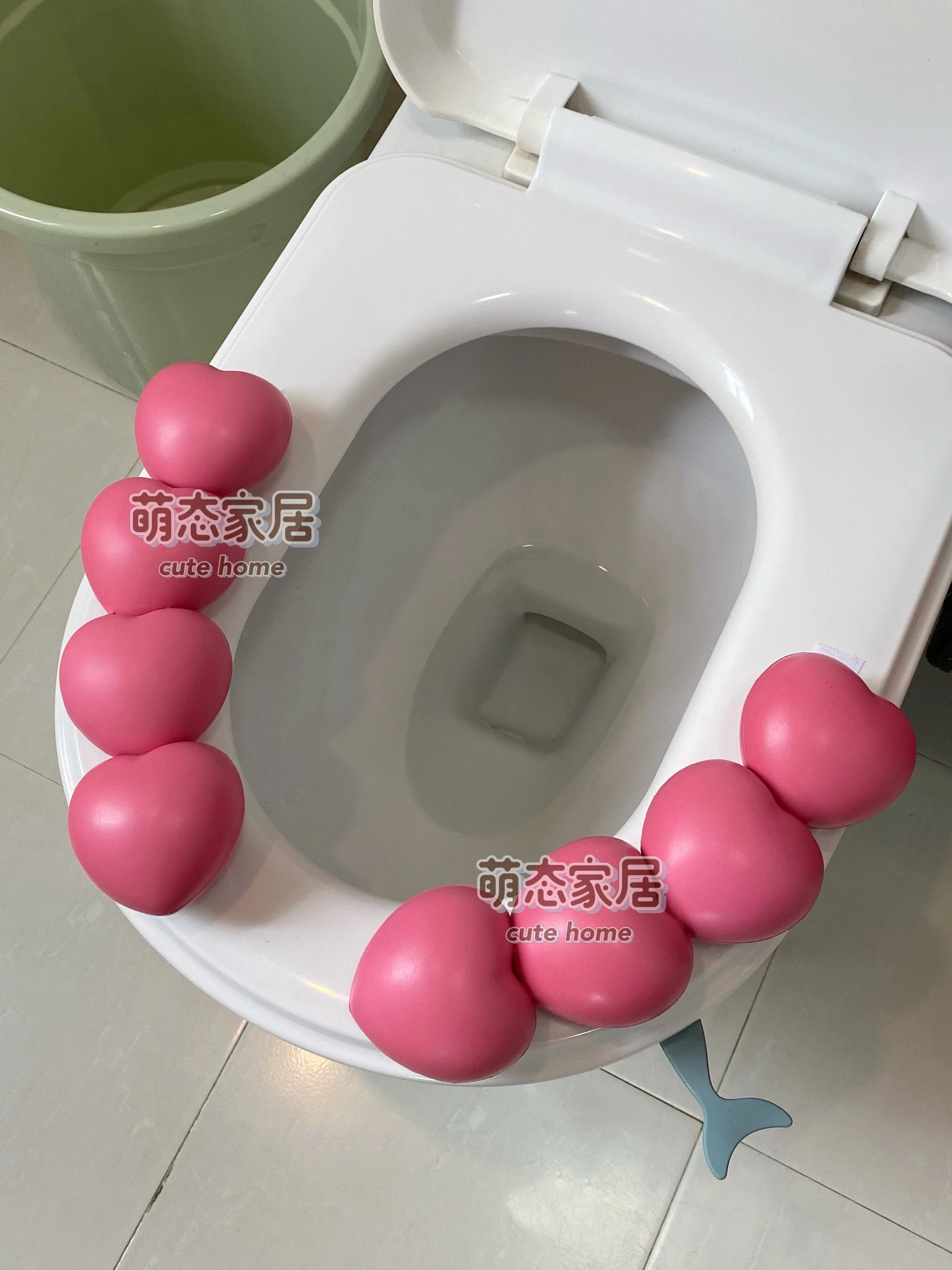 Love Toilet Cushion Spring Summer Autumn Winter Adhesive Cartoon Toilet Cover Waterproof and Stain Proof