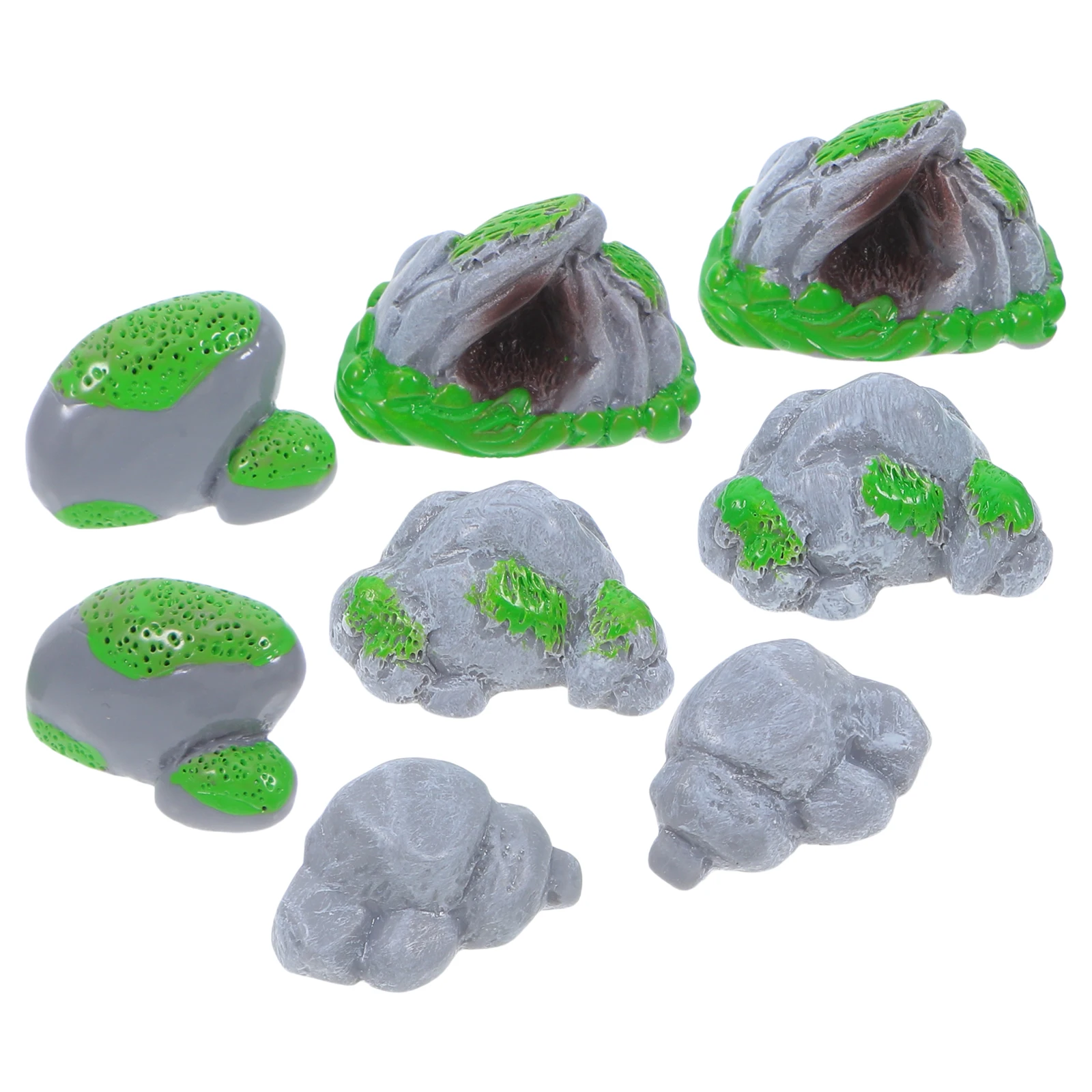 

8pcs Micro Landscape Imitation Moss Stones Artificial Resin Garden Rocks Decorative for Terrarium Landscaping