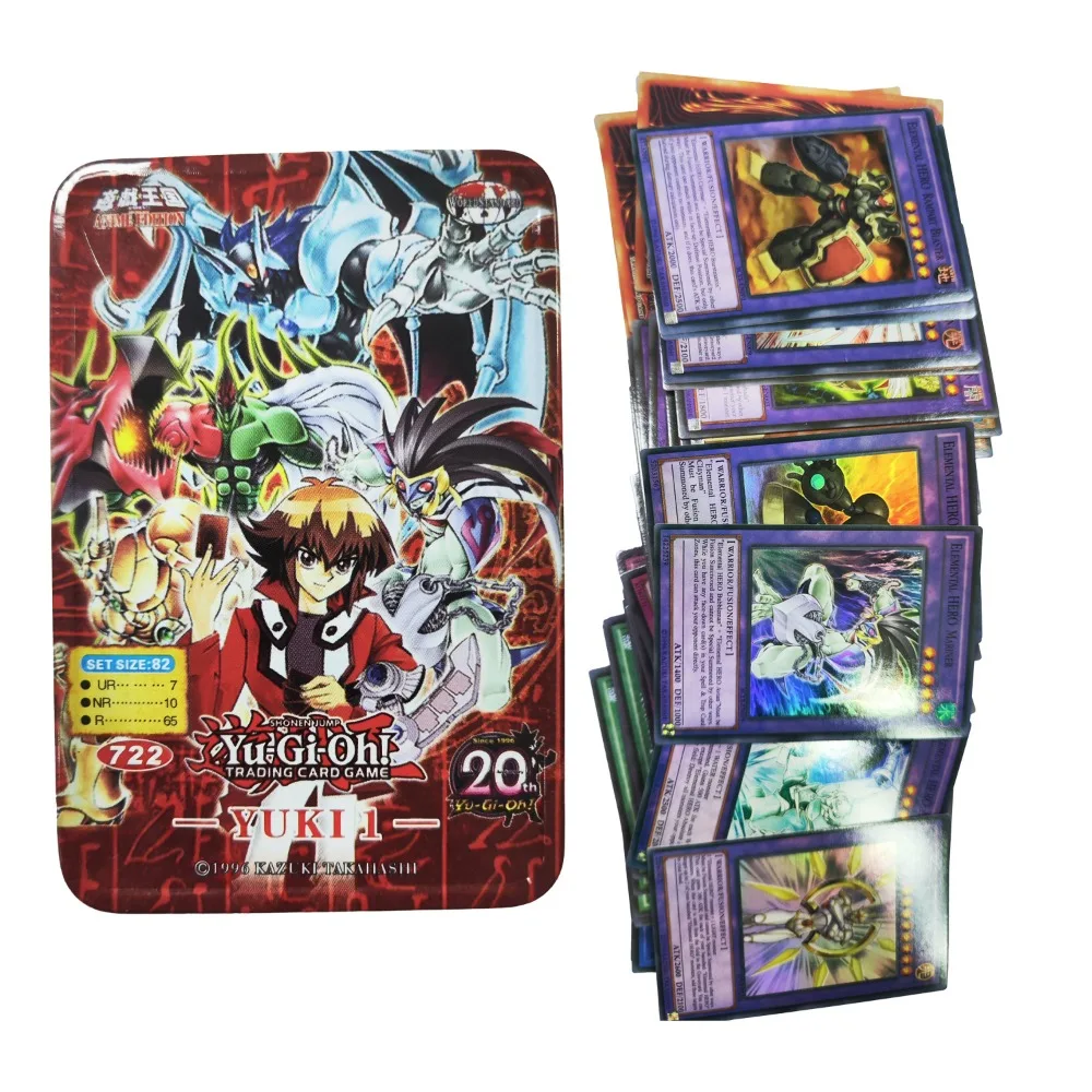 Yu GI Oh Card yugi แพ็คการ์ด3ใบสำรับการ์ดภาษาอังกฤษ TCG โฮโลแกรมการ์ดดวลเกมสีขาวทองพร้อมกล่องดีบุก