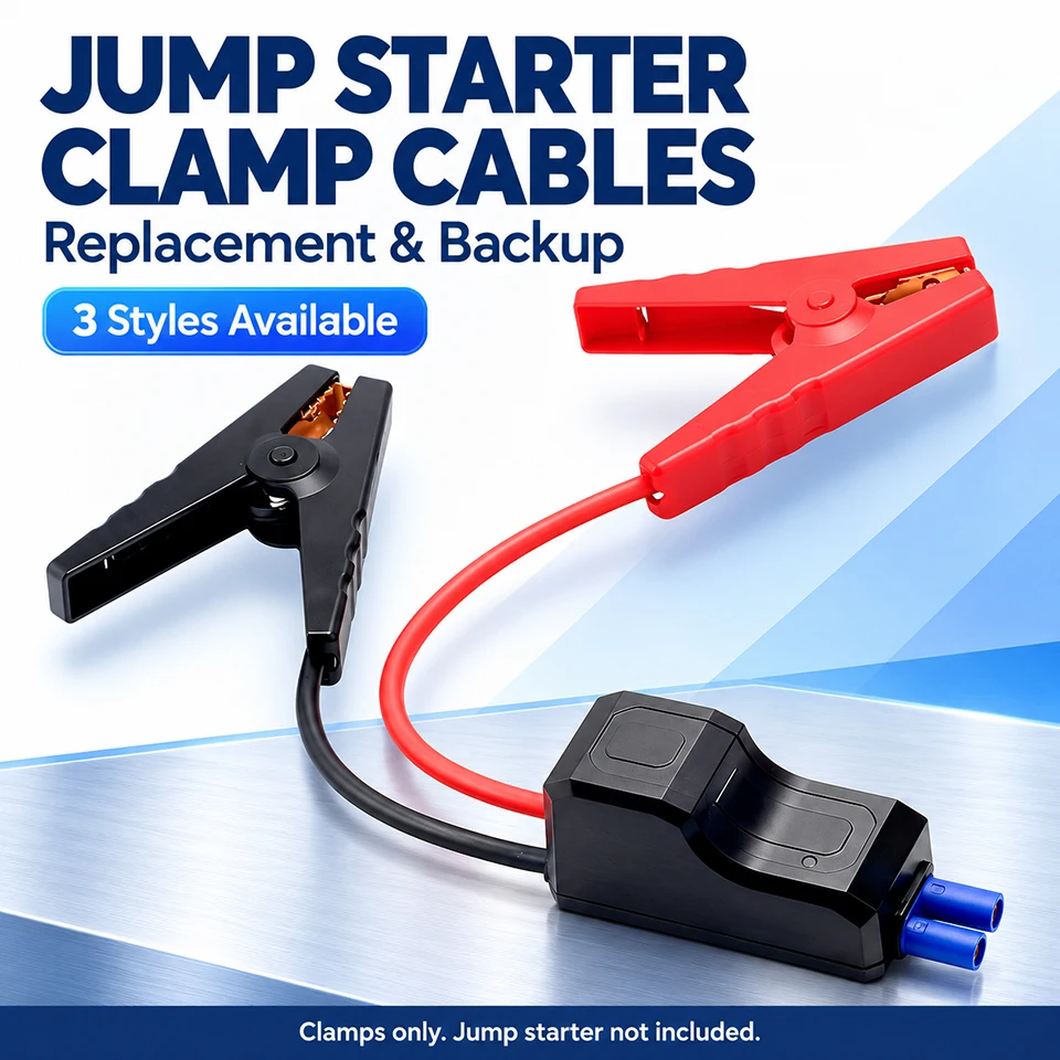 Car Jump Starter Cable with Battery Clamps Replacement Jumper Leads Red Black Clips Direct, Inline or Smart Module Options 1 Set
