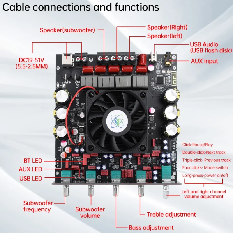 Neue original AS21HPA high power bluetooth digital verstärker bord 2,1 kanal subwoofer 300 W * 2 + 600 W importiert chip