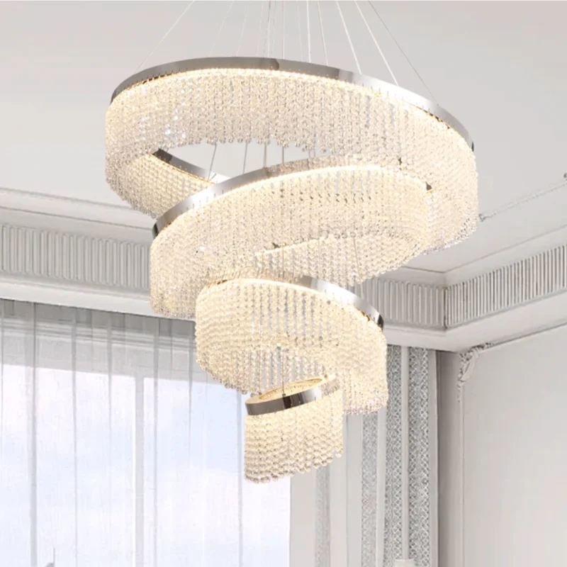 Modern crystal chandelier LED luxury living room decorative light personality creative duplex apartment villa main light