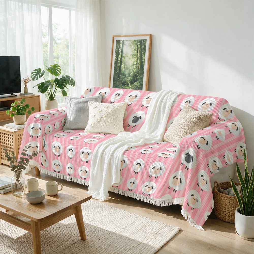 Farmhouse Sheep Print Sofa Throw Blanket Cozy Couch Decor Throw Shawl for Living Room Seating Area Home Gift