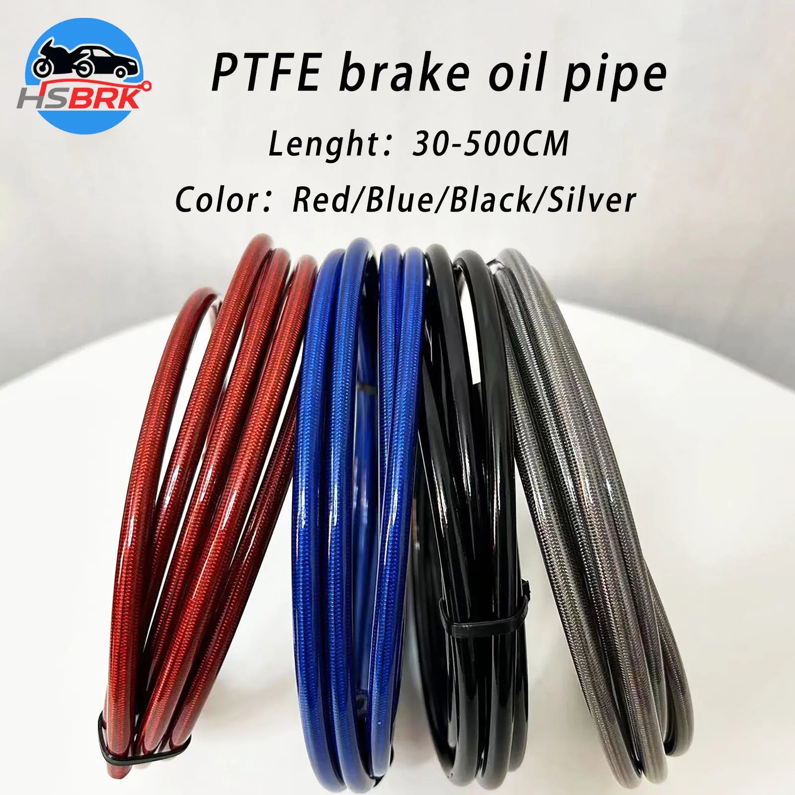 Universal PTFE Braided Oil Pipe 30-500CM Stainless Steel Nylon Outer Layer Fuel Brake Cooling Hose for Modification