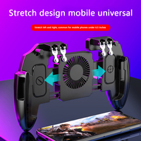 6 Finger Mobile Shooting Gaming Button Trigger Gamepad with Cooling Fan for PUBG Mobile Trigger Joypad Game Console