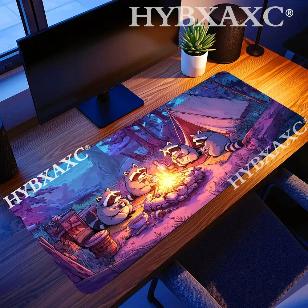 

HYBXAXC Raccoon Campfire Mouse Pad Cozy Forest Gift Durable Rubber with Anti-Slip Base, Ideal for Daily Office Work and Gaming