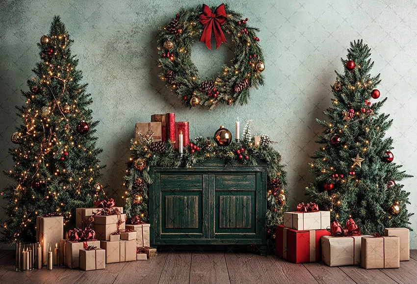 Mehofond Photography Background Christmas Vintage Fireplace Windows Xmas Tree Kids Family Portrait Decor Backdrop Photo Studio