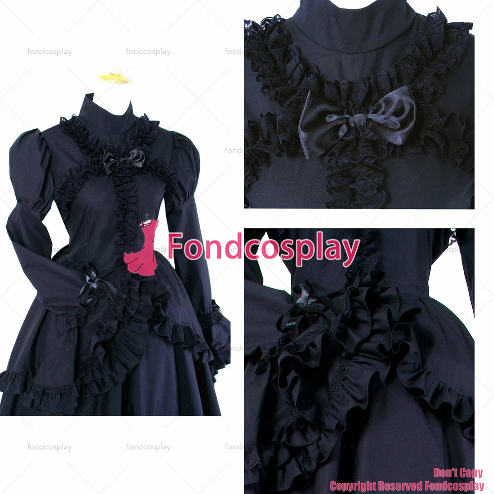 fondcosplay Gothic Lolita Punk Ball Medieval Gown Victoria black cotton Dress Cosplay Costume CD/TV[G435]