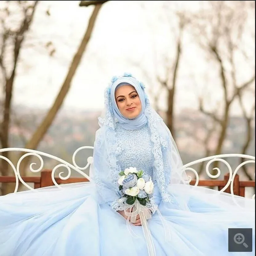 Robe De Soiree Arabic Muslim Long Sleeve High Neckline Wedding Dresses 2025 Ball Gown For Women Dress Including Veils and Scarf