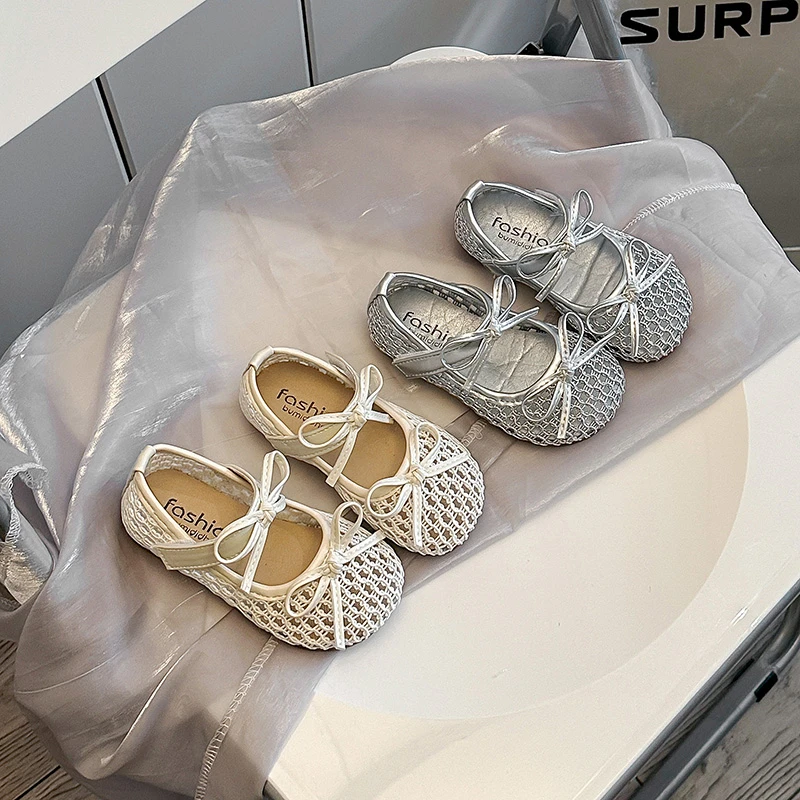 

Kids Princess Flats Lovely Mesh Breathable Toddler Party Shoes Fashion Non-slip Soft Sole 2026 Summer New Girls Sandals Sweet