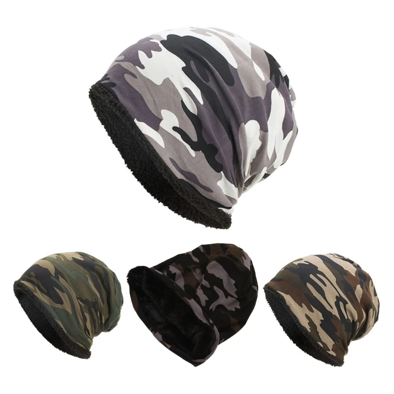 

Winter Slouchy Beanie Hat Camouflage Thermal Warm Faux Fleece Lined Skull