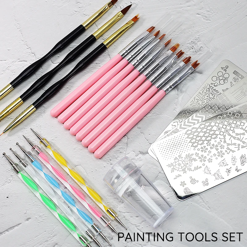 

Parkson 20Pcs/Kit Nail Art Brush Set Painting Gel Nail Tool Drawing Carving Dotting Pen Maincure Nail Art Decorations Design