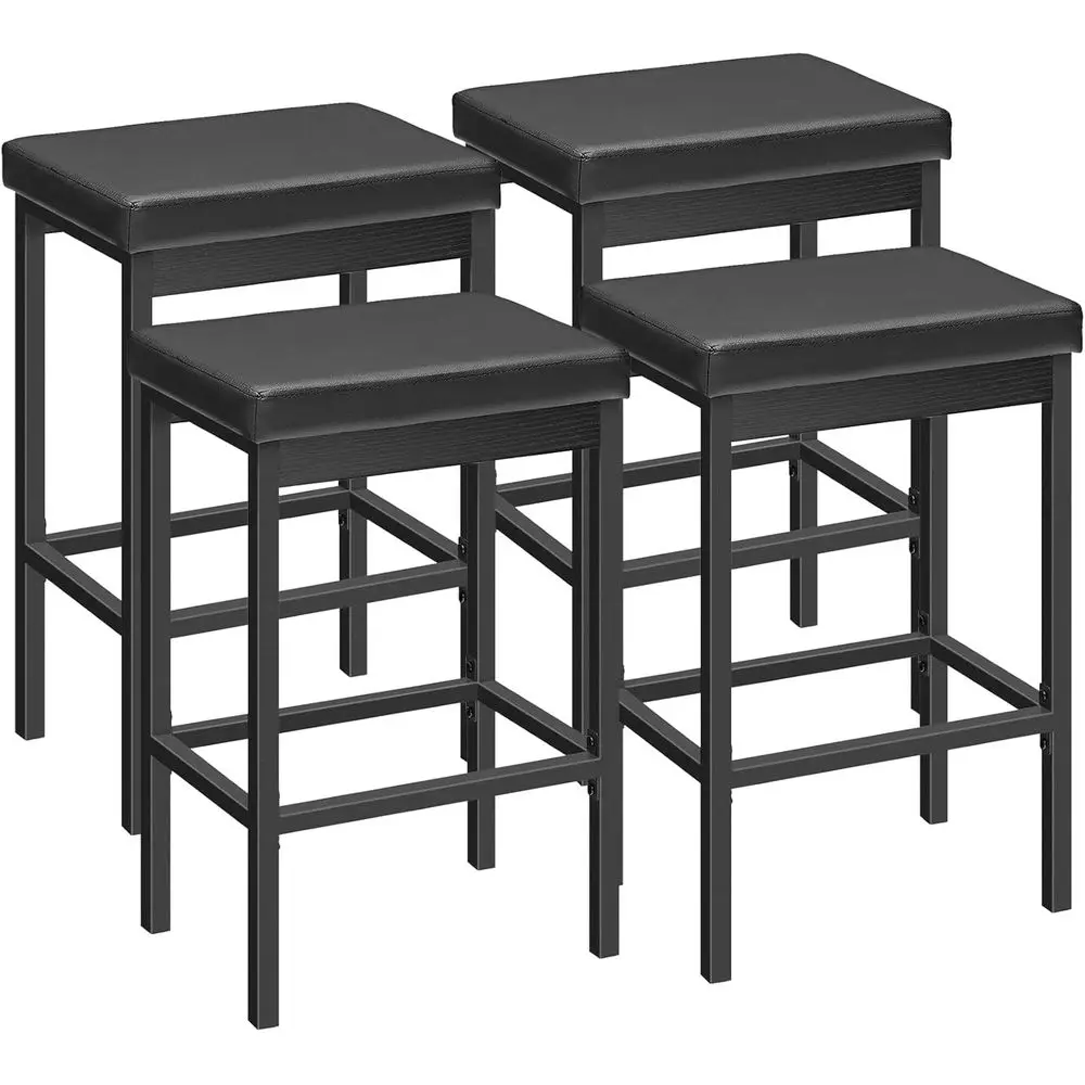

Set of 4 Bar Stools, 24.8-Inch Tall, Breakfast Kitchen Stools with 2 Thick Upholstery, Suitable for Kitchen, Dining, Cafe, and B