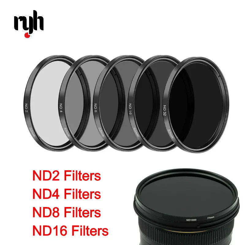 ND กรอง ND2 ND4 ND8 ND16 ND32ตัวกรอง37/40.5/43/46/49/52/55/58/62/67/72/77/82มม.สำหรับ Canon Nikon Sony Pentax กล้องมม.Filtors