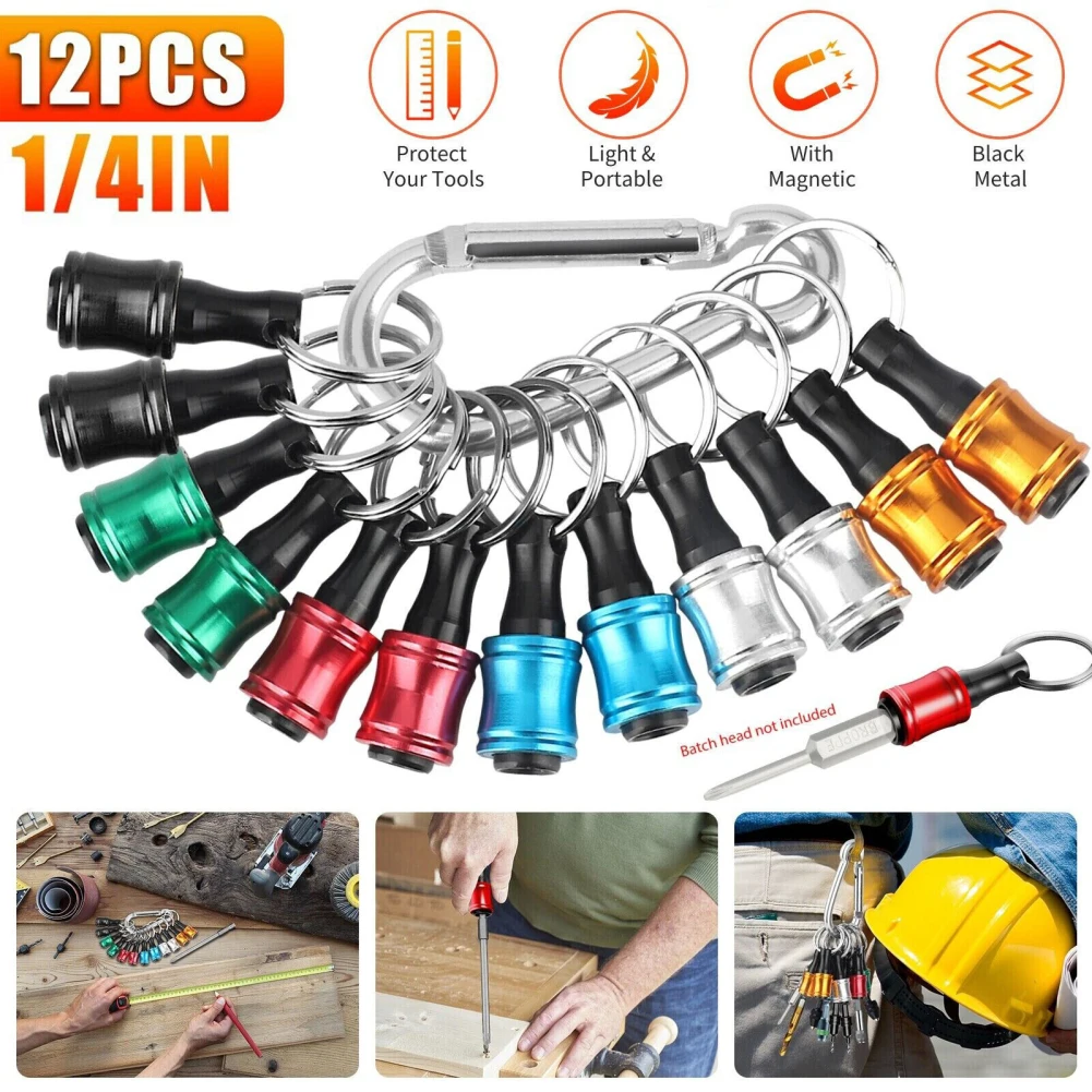 Imagem -03 - Chaveiro Chave de Fenda Broca Conjunto com Fivela de Suspensão Hex Haste Ferramentas de Broca de Liberação Rápida 12 Pcs