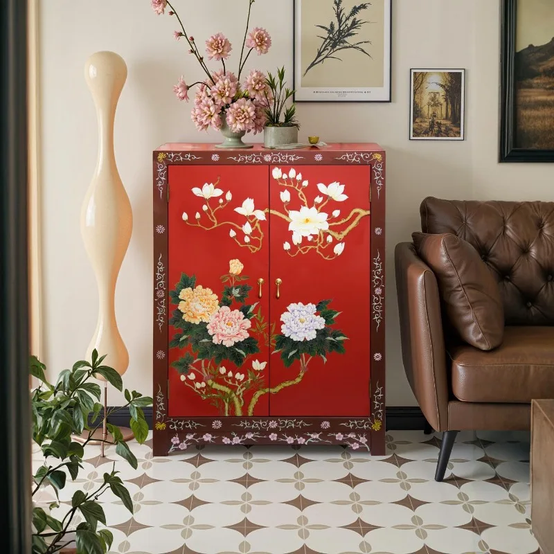 

TS19 new Chinese painting, lacquered solid wood locker 81 * 37 * 110cm porch side cabinet