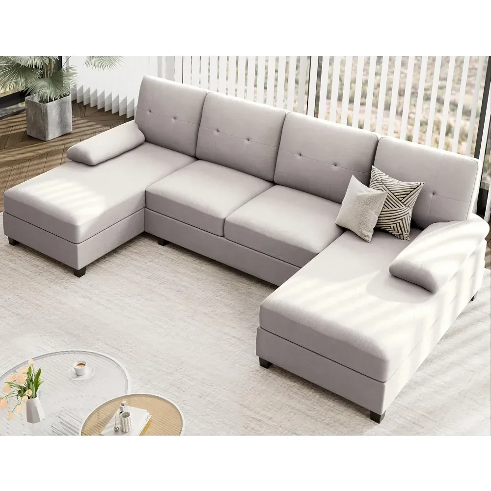 Sectional Sofa Couches for Living Room, U Shaped Couch Sofas Living Room Furniture Sets Clearance with Double Chaises