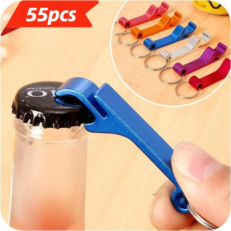 55pcs Mix Color Beer Bottle Opener Aluminum Bottle Openers Key chain Bottle Opener Beverage Bottle Opener For Men Women