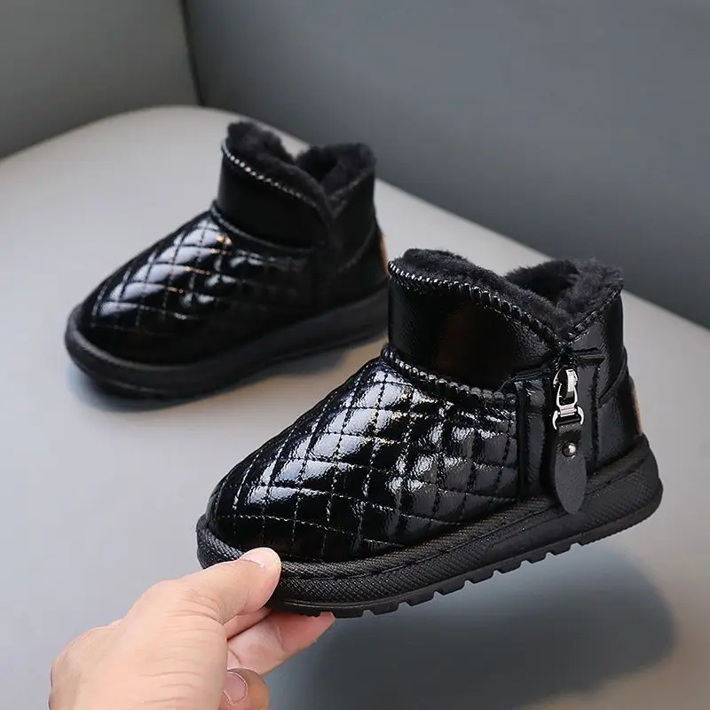 

Детские зимние зимние ботинки, теплая флисовая подкладка, противоскользящая толстая мягкая подошва, унисекс для мальчиков и девочек, повседневная уличная обувь для больших детей