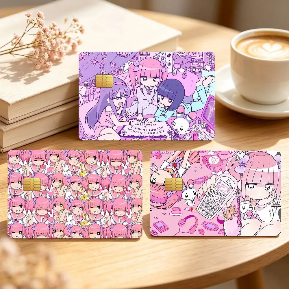 Classic Anime M-Menhera Chan Girl Credit Card Sticker Waterproof Anti-Scratch 4PCS Bank Debit Traffic Cover Decoration