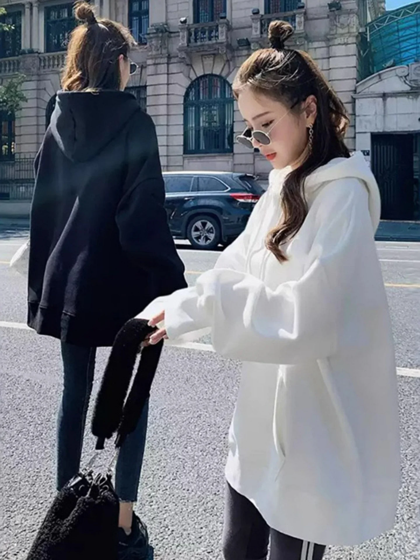 

plus Size Women's Hoodie Sweatirt Fce Lined Mid-Length Butt Covering Comfortable Lazy Sle Streetwear Korean Sle