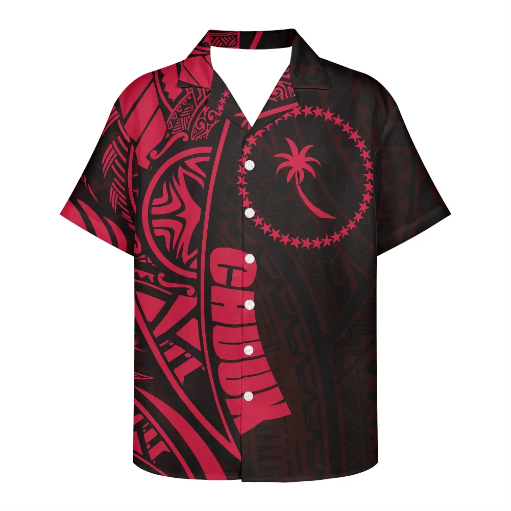 

HYCOOL Pacific Chuuk Island Tribal Plus Size Men Clothing Summer Button Down Polynesian Shirt For Men Loose Fit Hawaiian Shirts