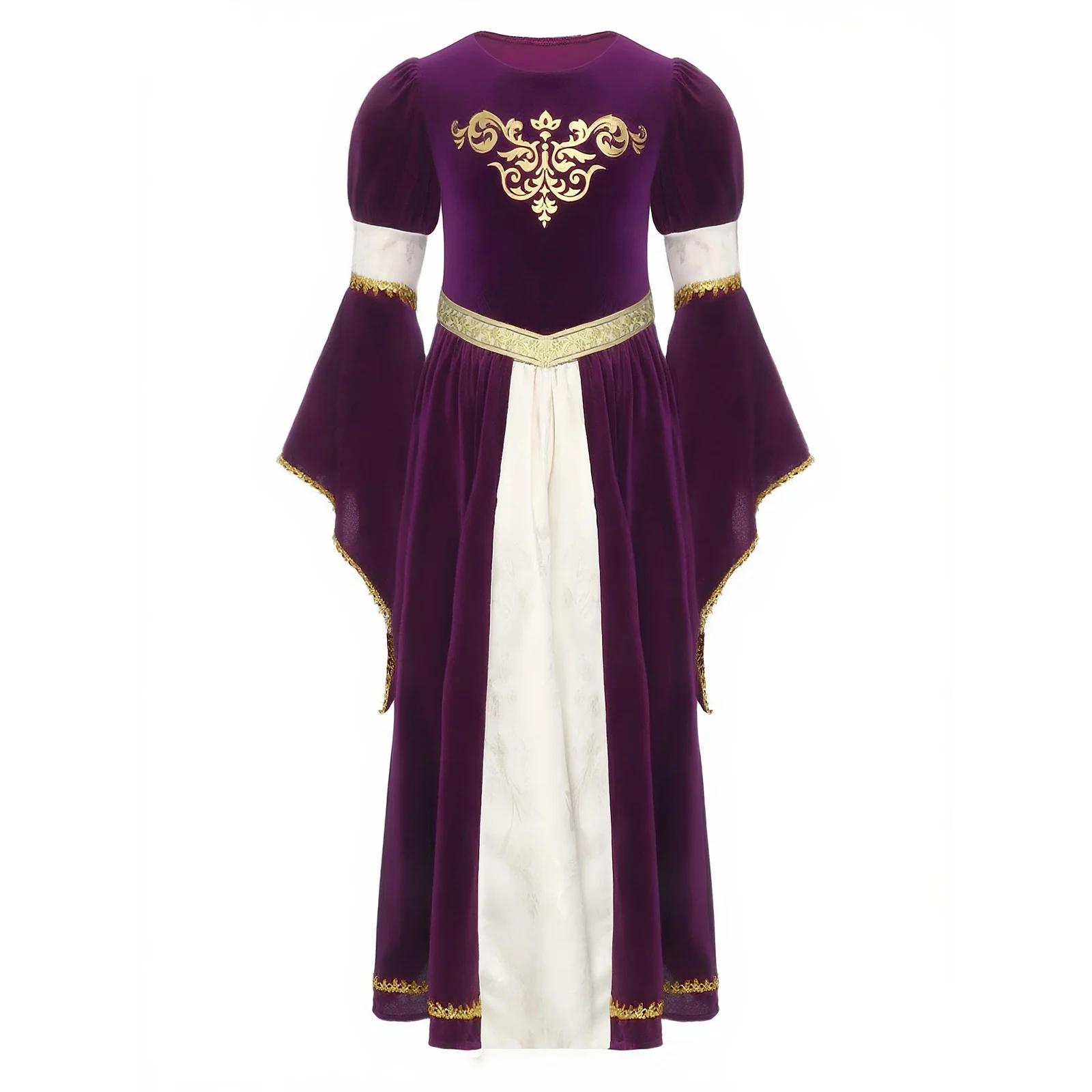 

Medieval Renaissance Royal Princess Role Play Dress Patchwork Long Sleeve Princess Dress for Themed Party Halloween