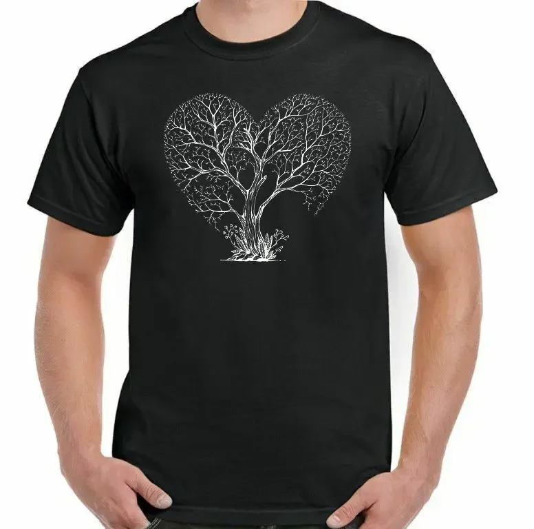 Men's T-shirt HEART TREE Ecology Environment Global Warming  High Quality 100%Cotton Short Sleeve