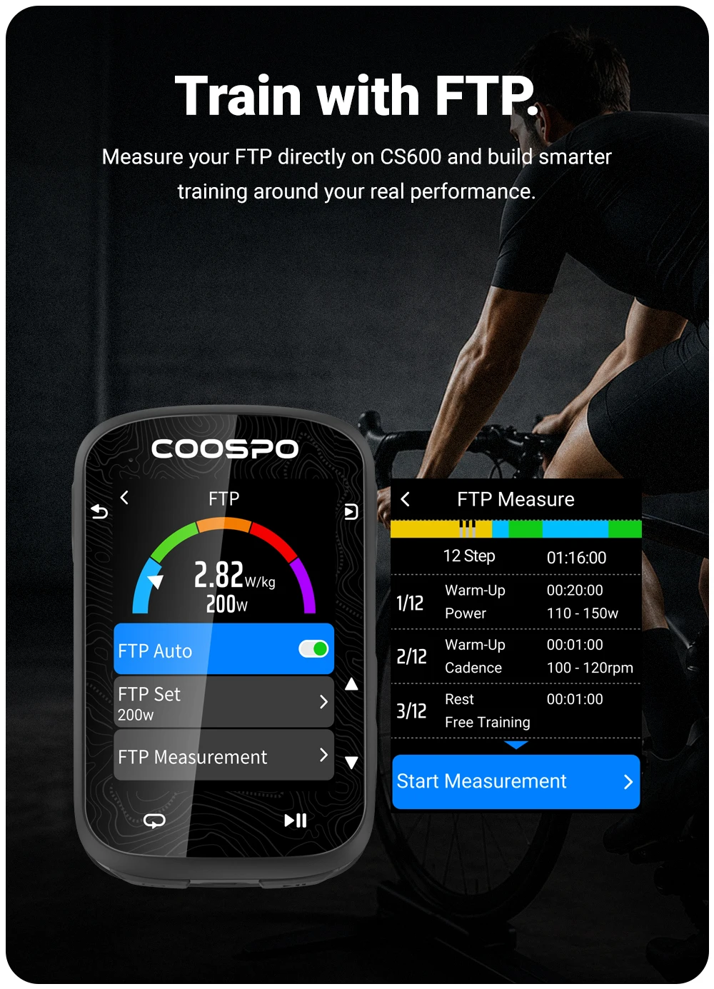 COOSPO CS600 Bunte Karte Touchscreen Fahrradcomputer GPS-Navigation Drahtloser Fahrradcomputer Indoor-Training Kilometerzähler – Detail 4