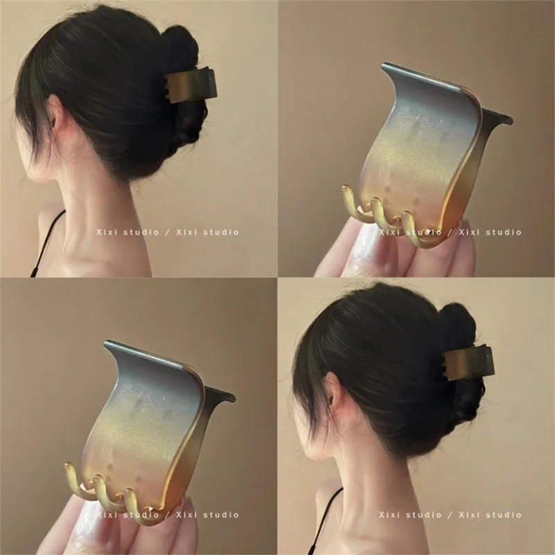 

1 шт. Новинка 2026 года: Элитная французская матовая заколка-краб с градиентом для густых волос, уникальная и элегантная, для женщин