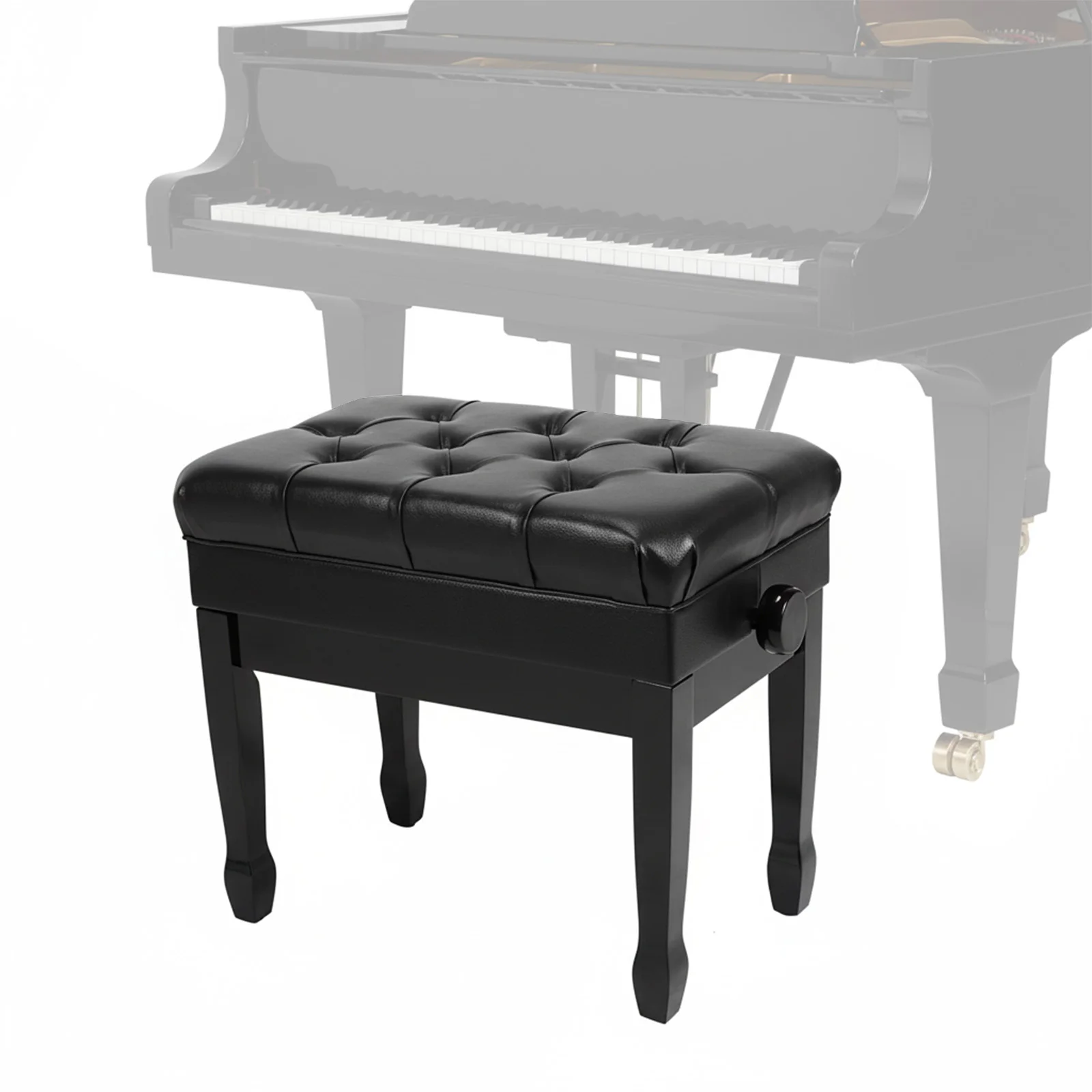 

Adjustable Height Piano Stool with Bookcase Large Music Playing Benches Breathable for Home/Music Room/Classroom
