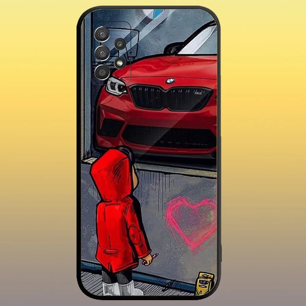 Girl Boy Looking At B-BmwES Car Phone Case for SamsungA 91,80,73,72,71,70,53,52,51,42,41,40,32,31,30,22 S 4G 5G Soft Black Case