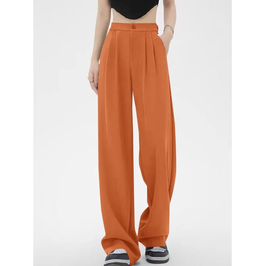 

New Autumn Loose Wide Leg Suit Pants Dra Korean Japanese Women's Sle Long Trousers Faionable Casual Busin Pants