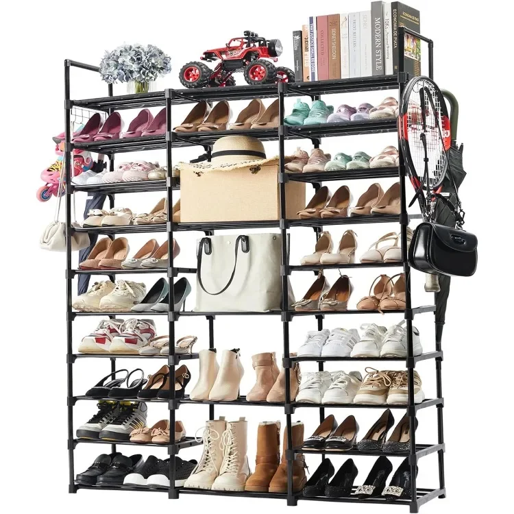 10 Tiers Shoe Rack Tall Shoe Organizer Shoe Storage 55-65 Pairs Vertical Shelf Large  Rack Organizer Stackable