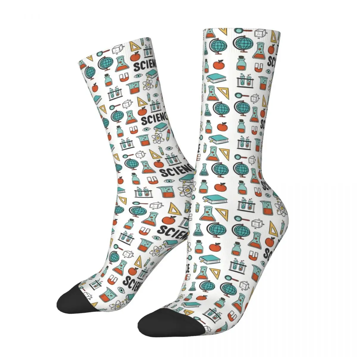 Funny Crazy Sock for Men Globe Hip Hop Harajuku Amazing Chemistry Happy Seamless Pattern Printed Boys Crew compression Sock