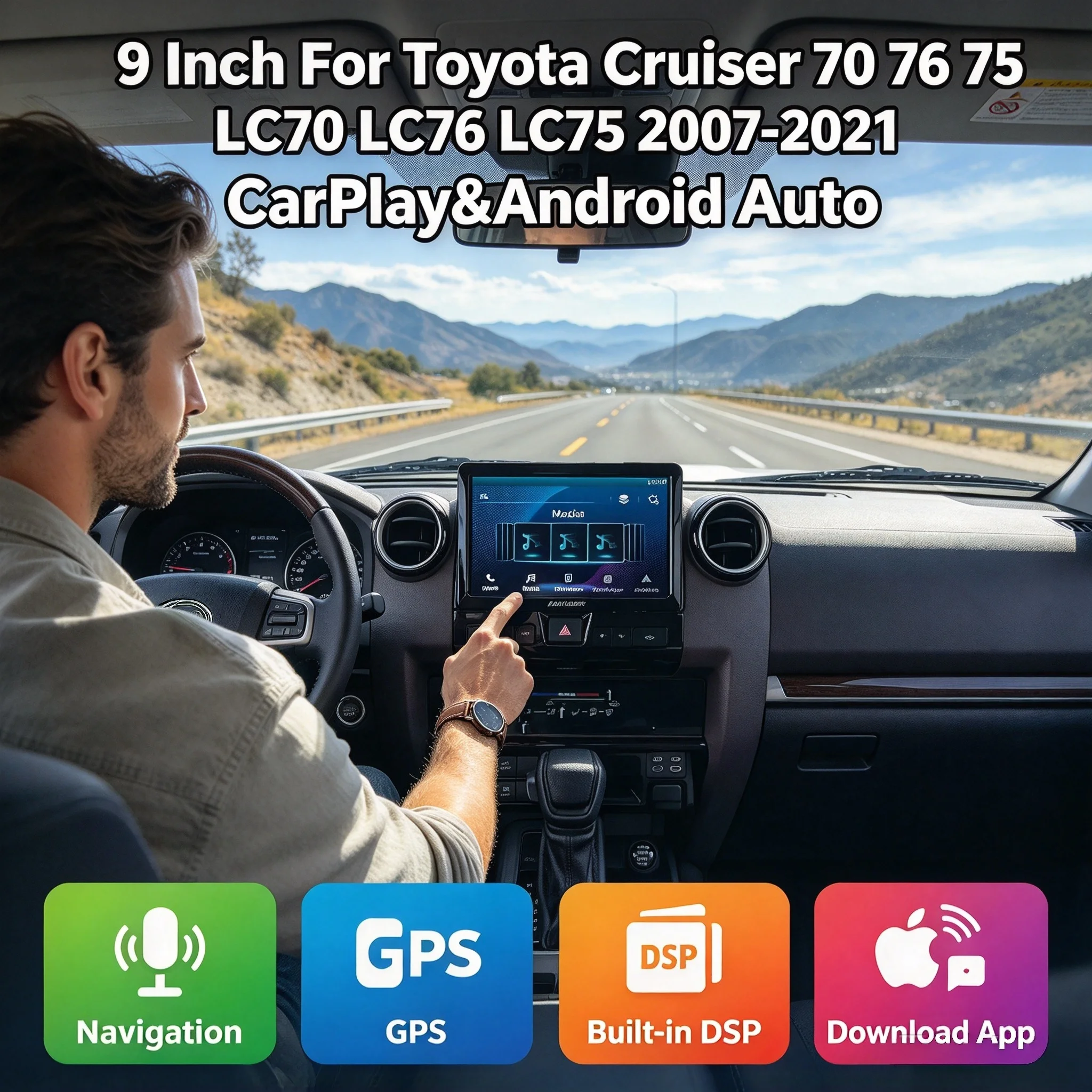 Android Touch Screen Car Radio For Toyota Land Cruiser 70 75 76 LC70 LC75 LC76 2007- 2025 9 inch Carplay Multimedia Player GPS