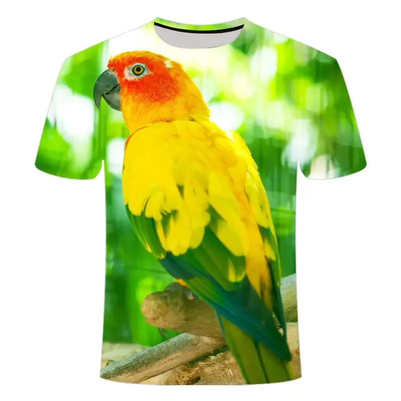 Summer ParrotPrinted T-Shirts Men Women Casual Fashion Streetwear Oversized Short Sleeve T Shirt Male Tees Tops Man Clothing