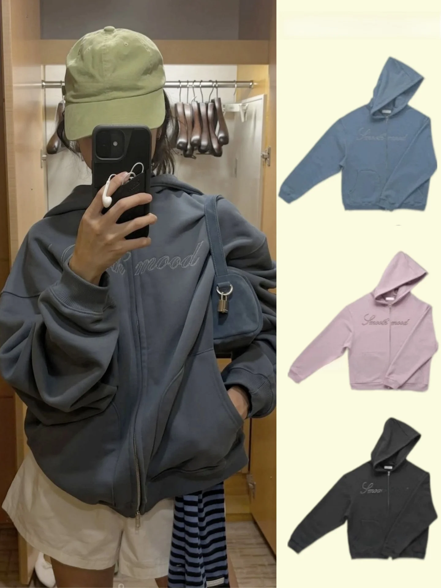 Tax-Free Smoothmood Letter Embroidery Hoodie Jacket Autumn Winter New Arrival Chapter Ifan New Style Loose Fit Ladies Sweater