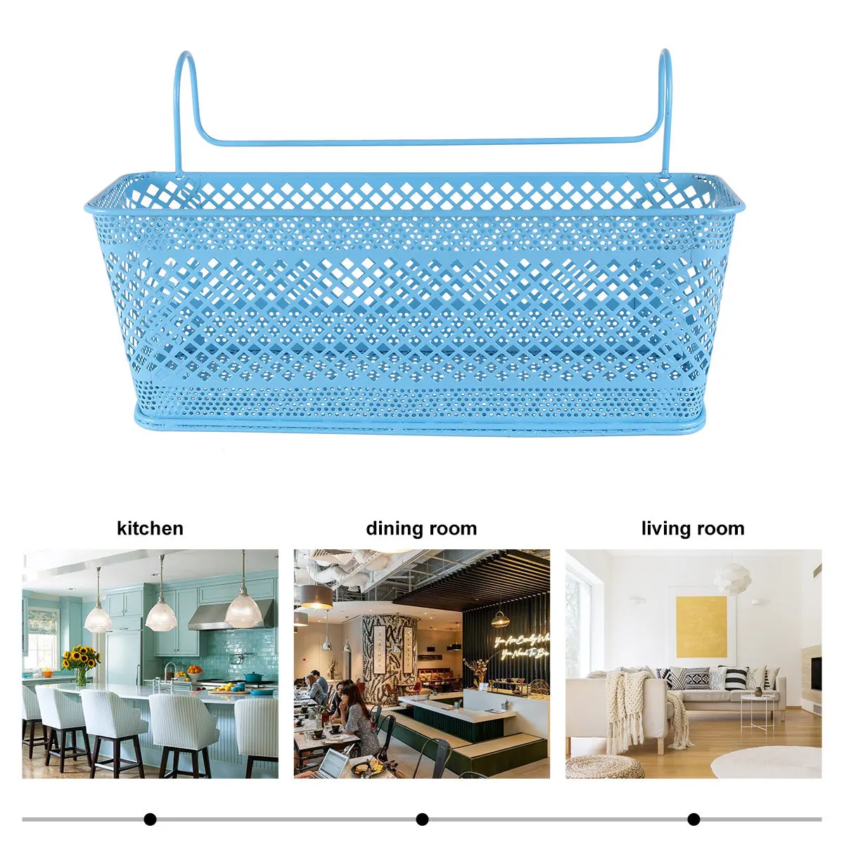 

Iron Rectangular Storage Basket Multi-Purpose Space-Saving Hanging Organizer for Files Sundries Home Office Dorm Random Color