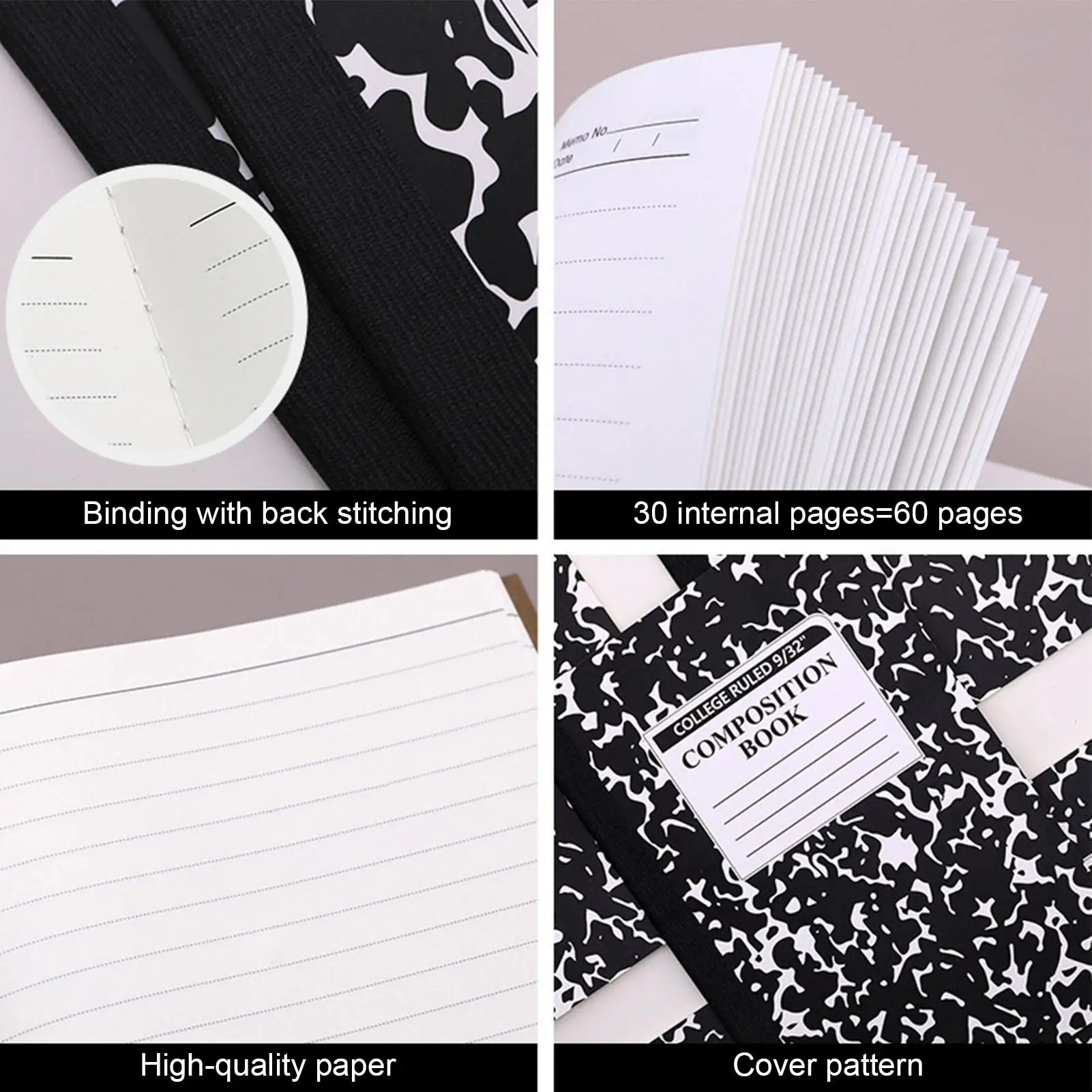 A5 Ruled Notebook 60 Pages Softcover Marble Pattern Journal Writing Planner for School Office Home Travel Diary Notebook